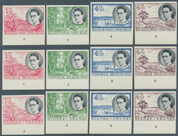 Belgisch-Kongo: 1955, Royal Visit, Complete Set Of Eight Values And Corresponding Ruanda Urundi Issu - Andere & Zonder Classificatie