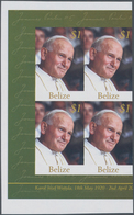 Belize: 2005, Death Of Pope John Paul II. $1 In An IMPERFORATE Block Of Four With Margins On Three S - Belize (1973-...)