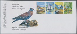 Botswana: 2005, Pigeons, IMPERFORATE Proof Se-tenant Strip Of Four With Pictured Selvedge, Mint Neve - Botswana (1966-...)