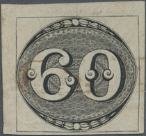 Brasilien: 1843, 60r. Black, Fresh Colour And Full To Wide Margins All Around, Oblit. By Faint Strik - Gebruikt