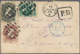 Brasilien: 1873, Dom Pedro 20r. Brown-purple, 100r. Green And 200r. Black, Attractive Franking On Co - Oblitérés