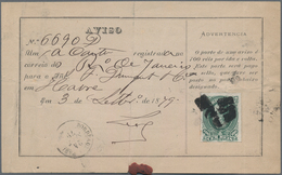 Brasilien: 1879, Avis De Reception, Dom Pedro 100r. Green Single Franking At Correct Rate On Receipt - Oblitérés
