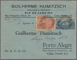 Brasilien: 1931, SELO DE "CONTRIBUICAO CIVICA", 5 Reis Blue, Together With Brazil 200 Reis Rose-red - Usados