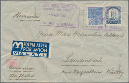 Brasilien: 1941, 5000 R Blue And 400 R Blue On Airmal Letter From Barra Do Pirai (Rio) "Via Italia" - Usados