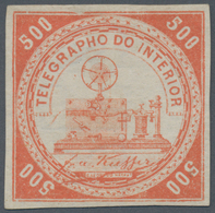 Brasilien - Telegrafenmarken: 1873, Telegrapho Do Interior, 500 Reis Vermilion With Very Rare Wmk "L - Telégrafo