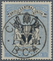 Britisch-Zentralafrika: 1896, 1₤ Blue/black With Central Postmark "CHINDE B.C.A.", Signed Brun And R - Sonstige & Ohne Zuordnung