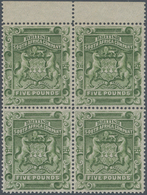 Britische Südafrika-Gesellschaft: 1892, £5 Sage-green, Top Marginal Block Of Four, Unused No Gum. - Non Classificati