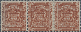Britische Südafrika-Gesellschaft: 1892, £10 Brown In Horizontal Strip Of Three, All Stamps Showing S - Non Classificati