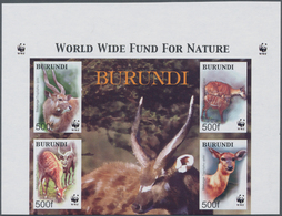 Burundi: 2004, WWF 'Sitatunga' (Tragelaphus Spekii) Complete Set Of Four In An IMPERFORATE Se-tenant - Gebruikt