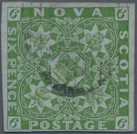 Neuschottland: 1851, Crown And Heraldic Flowers 6d. Yellow-green On Bluish Paper Imperforate With Go - Brieven En Documenten