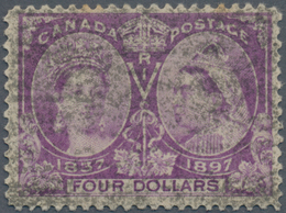 Canada / Kanada: 1897, Jubilee Issue $4 Violet With Typical Killer Cancel (minor Horiz. Crease At To - Neufs