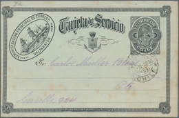 Chile - Ganzsachen: 1889, Rare Official Card "Tarjeta De Servicio" Locally Used In "VALPARAISO 7 II - Cile