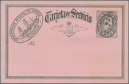 Chile - Ganzsachen: 1896, Two Official Cards "Tarjeta De Servicio" With Oval Imprint "SERVICIO FRANC - Chili