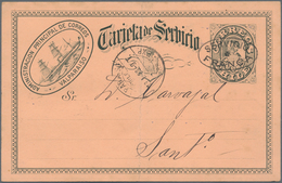 Chile - Ganzsachen: 1896, Official Card "Tarjeta De Servicio" With Oval Imprint "SERVICIO FRANCA" Us - Chili