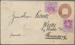 Costa Rica: 1890, Stationery Envelope Coat Of Arms 10 C Brown On Wove Paper Uprated 2x 5 C Lilac Wit - Costa Rica