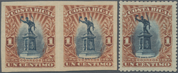 Costa Rica: 1907, Personalities 1c. Brown/blue-black 'Juan Santamaria' IMPERFORATE Pair In Issued Co - Costa Rica