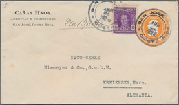 Costa Rica: 1911, Two Stationery Envelopes: 5 C Orange With Imprint "CANAS HNOS. ... SAN JOSE" Uprat - Costa Rica