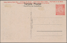 Costa Rica: 1923, Pictorial Stat. Postcard 4c. Red 'Coffee Plant' With Red Advert. 'Drink Costa Rica - Costa Rica