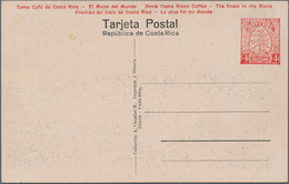 Costa Rica: 1923, Pictorial Stat. Postcard 4c. Red 'Coffee Plant' With Red Advert. 'Drink Costa Rica - Costa Rica