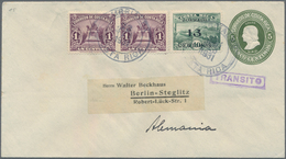 Costa Rica: 1930, Stationery Envelope 5 C Green (inside Black Design) Uprated 2x 1 C And "13 CENTAVO - Costa Rica