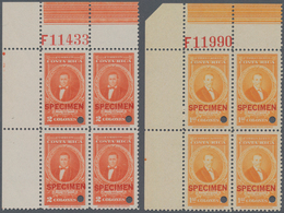 Costa Rica: 1943, Presidents Of Costa Rica 2col. Dark Orange (Porras) And Airmail 1.40col. Yellow Or - Costa Rica