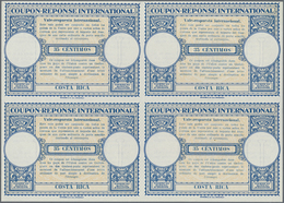 Costa Rica: 1947/1948. Lot Of 2 Different Intl. Reply Coupons (London Type) Each In An Unused Block - Costa Rica