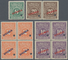 Costa Rica - Portomarken: 1915, Postage Dues 11 Stamps Incl. 2c. Orange Block/4, 8c. Grey Green Sing - Costa Rica