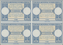 Cuba: 1947, March. International Reply Coupon 7 Centavos (London Type) In An Unused Block Of 4. Luxu - Andere & Zonder Classificatie