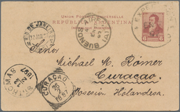 Curacao - Ganzsachen: 1893, Argentinia Stationery Card 6 C Red On Buff Sent From Rosario With Cds "E - Sonstige & Ohne Zuordnung