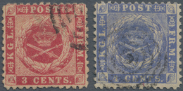Dänisch-Westindien: 1872/1873, 3c. Rose And 4c. Ultramarine, Both Fresh Colours And Normally Perfora - Denmark (West Indies)