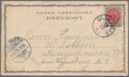 Dänisch-Westindien: 1896, 3 C Blue/red Perf. 12 3/4 With Inverted Frame On Picture Card "Goverment H - Danemark (Antilles)