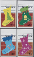Dominica: 2006, Christmas Socks Complete IMPERFORATE Set Of Four From Upper Margins And The Imperf. - Dominique (1978-...)