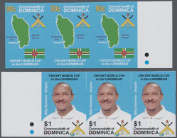 Dominica: 2007, Cricket World Cup Set Of Two In Horizontal IMPERFORATE Strips Of Three From Left Or - Dominica (1978-...)