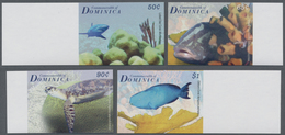 Dominica: 2009, Sea Animals (fishes With Shark, Turtle) Complete IMPERFORATE Set Of Four From Left O - Dominica (1978-...)