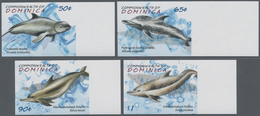 Dominica: 2009, Dolphins Complete IMPERFORATE Set Of Four From Right Margins, Mint Never Hinged And - Dominica (1978-...)