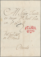 Ecuador: 1807 Viceroyality New Granada: Judical Cover From Quito To Otavalo Bearing Red Handstamp "F - Equateur