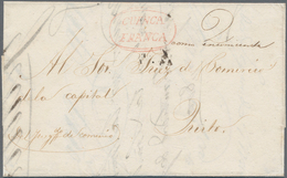 Ecuador: 1830's-1850: Four Covers/letters From CUENCA Bearing Different Oval Handstamps In Red, I.e. - Ecuador