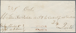 Ecuador: 1850 Ca.: Court Letter (Civil) Sent From Tulcan To Quito (double-distance 21-40 Leguas) Bea - Equateur