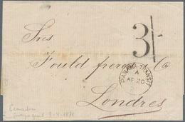 Ecuador: 1871 Folded Cover Sent From Guayaquil To London Via Panama, With '9 Apr 71' Despatch And Re - Equateur