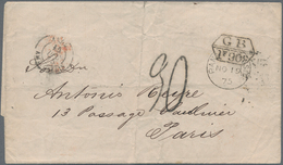Ecuador: 1875 Folded Cover From Guayaquil To Paris Via Panama, London And Calais, With '13. Nov. 75' - Ecuador