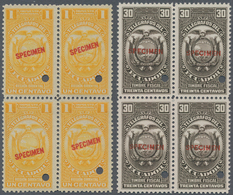 Ecuador: 1924 (ca.), Revenues Stamps 'TELEGRAFOS DEL ECUADOR' Four Different Stamps 1c. Yellow, 30c. - Equateur