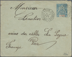 Französisch-Guyana: 1894, Postal Stationery Envelope 15 (c) Blue/red On On Bluish Green Canceled "CO - Otros & Sin Clasificación