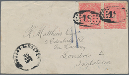 Guatemala: 1878 Cover From Zacapa To London Franked By 1878 2r. Carmine-rose Pair Tied By Numeral "1 - Guatemala