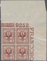 Italienisch-Eritrea: 1924, 2 C Red-brown With Overprint ERITREA In Block Of 4, Corner-sheet Upper Ri - Erythrée