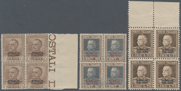 Italienisch-Somaliland: 1928, Vittorio Emanuele, Three Values In Blocks Of Four, Mint Never Hinged, - Somalia