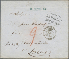 Jamaica - Vorphila: 1856, Bluegreen Single-line 'Kingston' Hs. Used On Cover With Red Ms. '9' And Bl - Giamaica (...-1961)