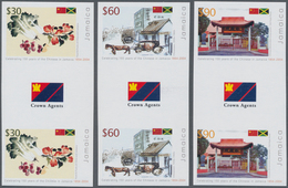 Jamaica: 2005, 150 Years Of The Chinese In Jamaica Complete Set Of Three In Vertical IMPERFORATE Gut - Jamaique (1962-...)
