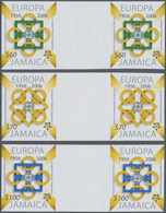 Jamaica: 2005, 50 Years Europa-CEPT Stamps Complete Set Of Three In Horizontal IMPERFORATE Gutter Pa - Giamaica (1962-...)