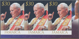 Jamaica: 2005, Death Of Pope John Paul II. $30 In A Horizontal IMPERFORATE Strip Of Three From Lower - Giamaica (1962-...)