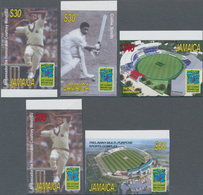 Jamaica: 2007, Cricket World Cup Complete IMPERFORATE Set Of Five From Different Margins And The Imp - Jamaique (1962-...)